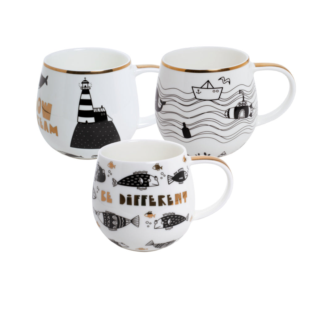 belly-mug nautical set of three - Tea Desire